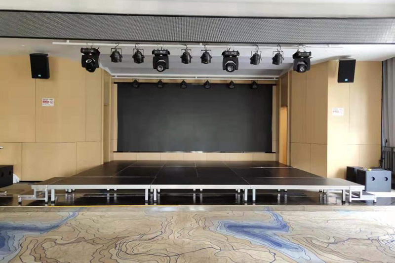 Stage floor material installation methods