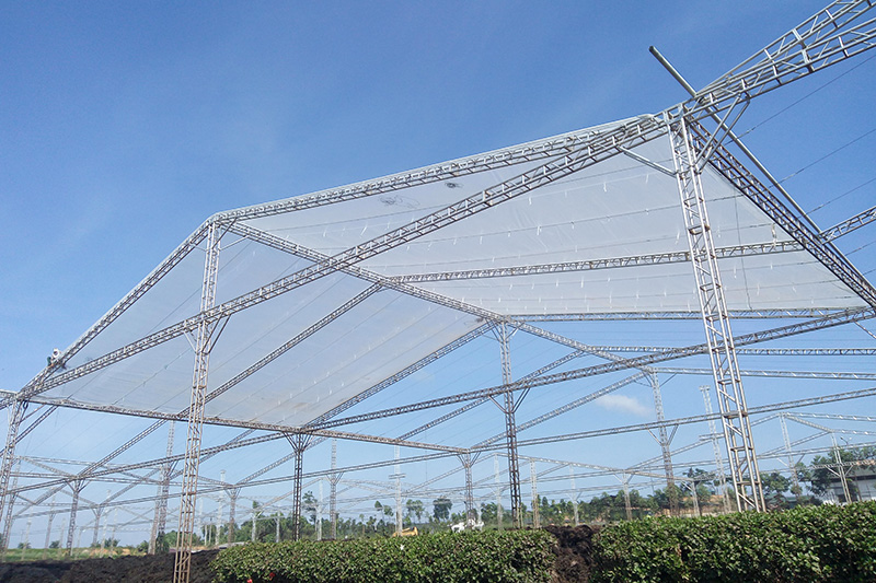 Giant aluminum trusses for greenhouse plantations of Indonesian Agriculture Bureau